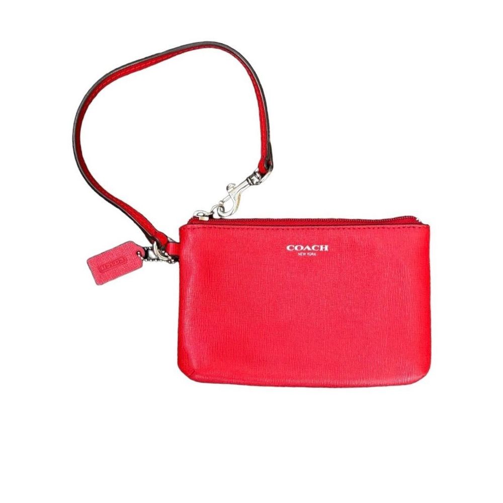 Coach Red Leather Wristlet, Clutch